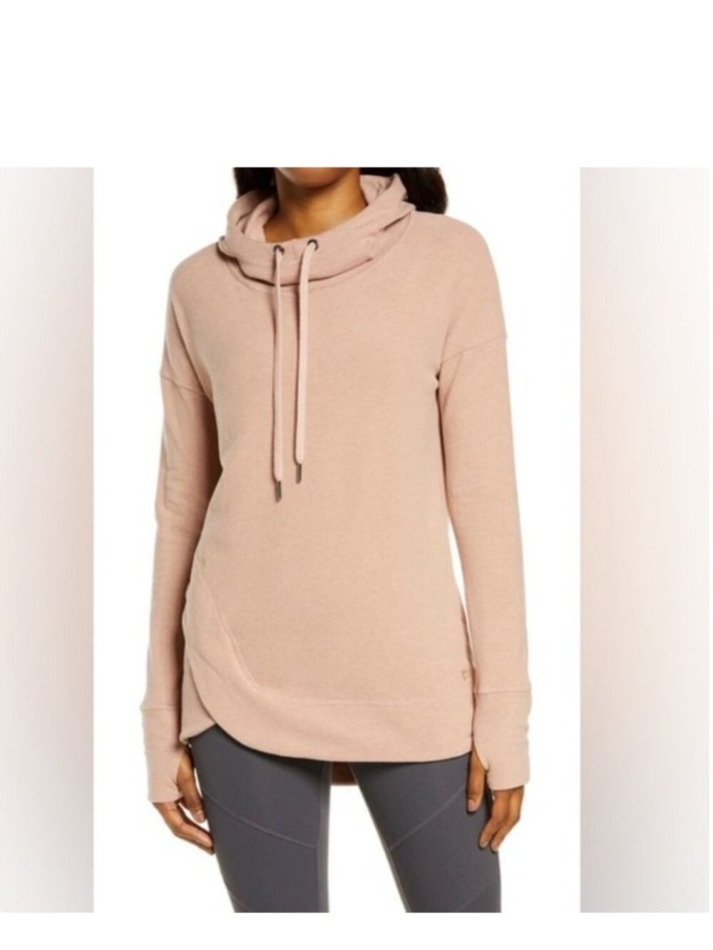 Sweaty Betty escape luxe fleece hoody misty rose pink.